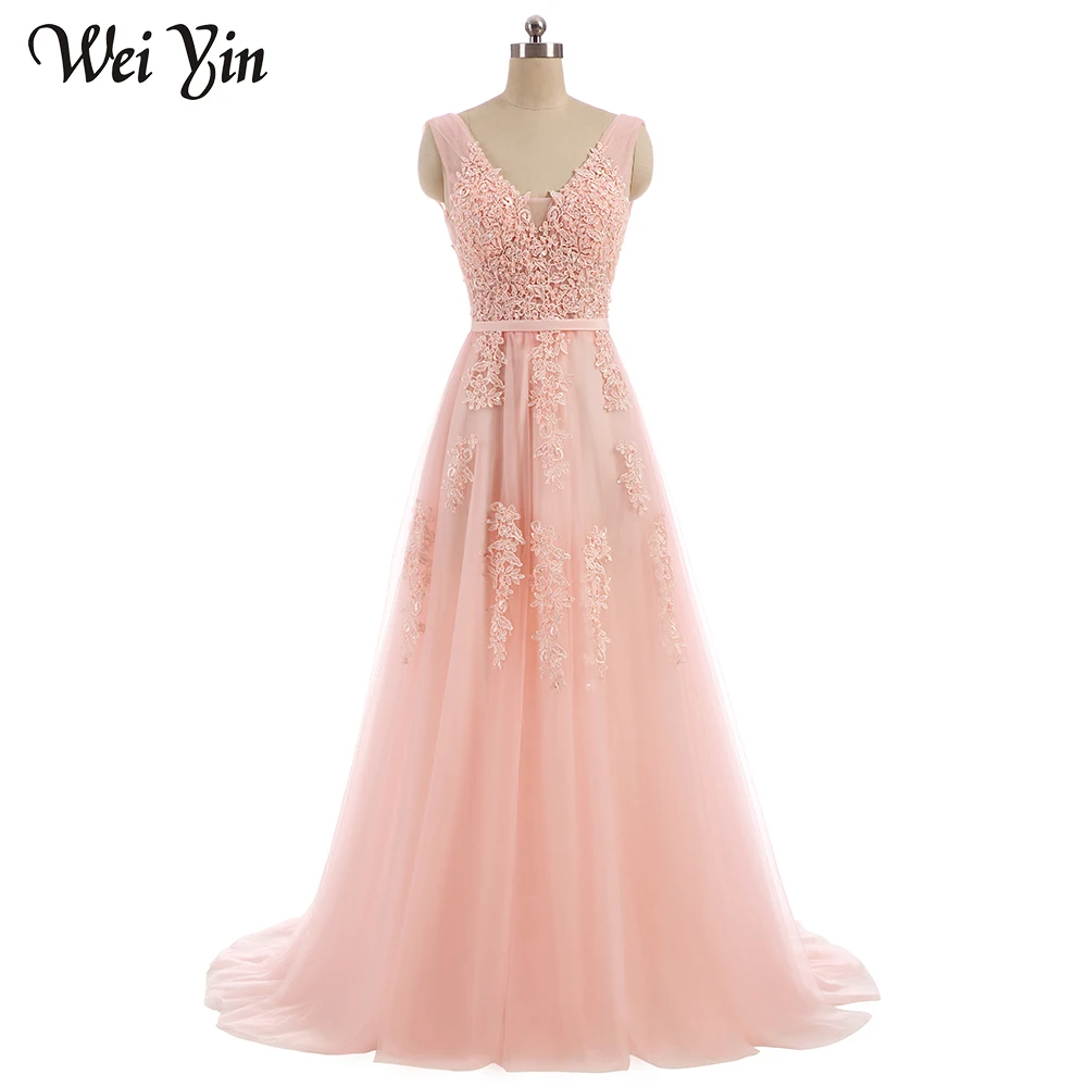 WeiYin Pink Lace Dress Evening Dress Sweep Train Long V-Neck Vestido De Forma Tulle Prom Gowns See Through Evening Party Gown
WeiYin Pink Lace Dress Evening Dress Sweep Train Long V-Neck Vestido De Forma Tulle Prom Gowns See Through Evening Party Gown