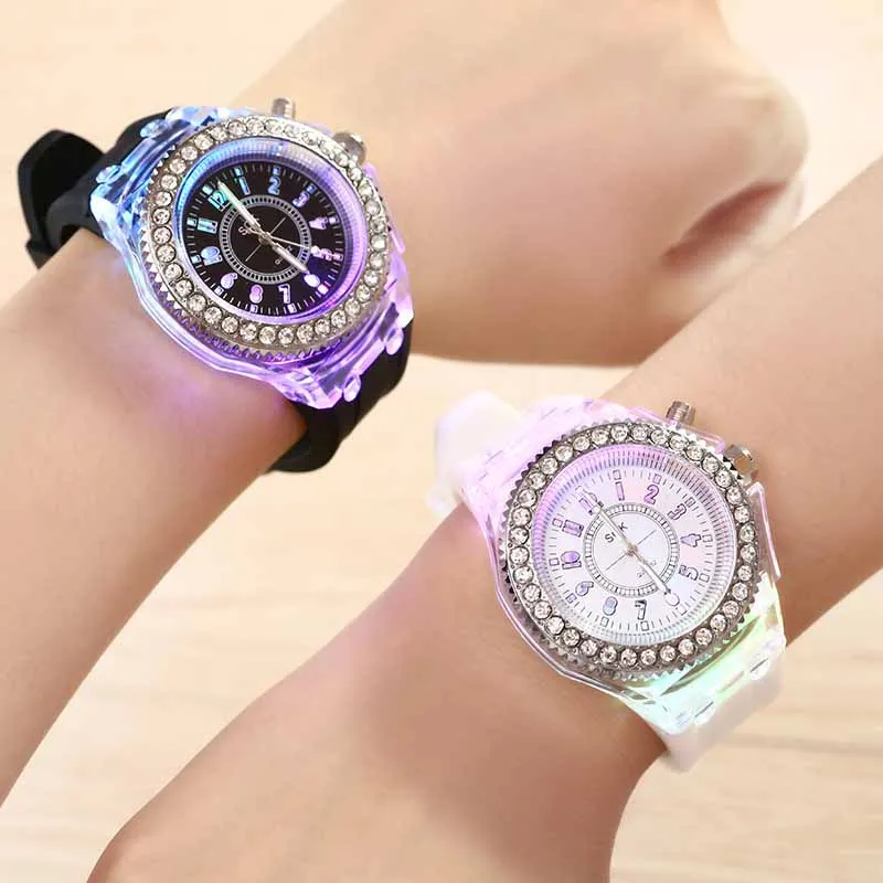 Quartz Wrist Watch LED Luminous Clear Rubber Case Silicone Band Casual Watches LXH
Quartz Wrist Watch LED Luminous Clear Rubber Case Silicone Band Casual Watches LXH