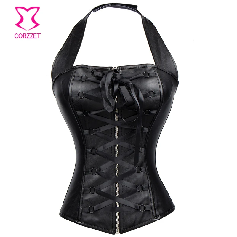 Gothic Black Lace Up Front Closure Corset Leather Halter Top Espartilhos E Corpetes Corsets and Bustiers Sexy Steampunk Clothing
Gothic Black Lace Up Front Closure Corset Leather Halter Top Espartilhos E Corpetes Corsets and Bustiers Sexy Steampunk Clothing