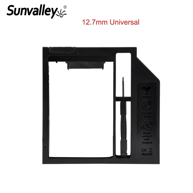 Sunvalley Новый 12 7 мм универсальный пластиковый 2nd HDD Caddy 2 5 "чехол для SSD SATA 3 0