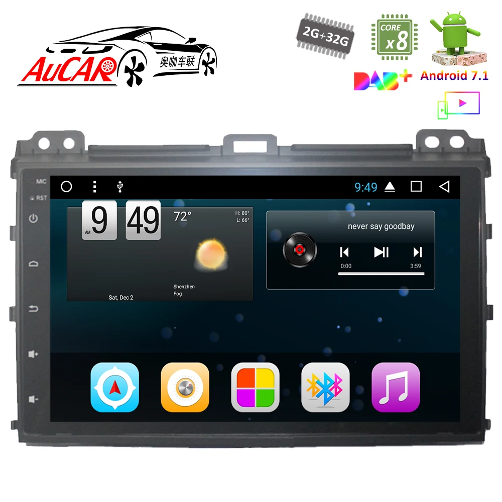 Android 7 1 9 "GPS навигация для Toyota Prado 120 Land Cruiser 2002 2009 автомобильный аудио 1024*600 радио с