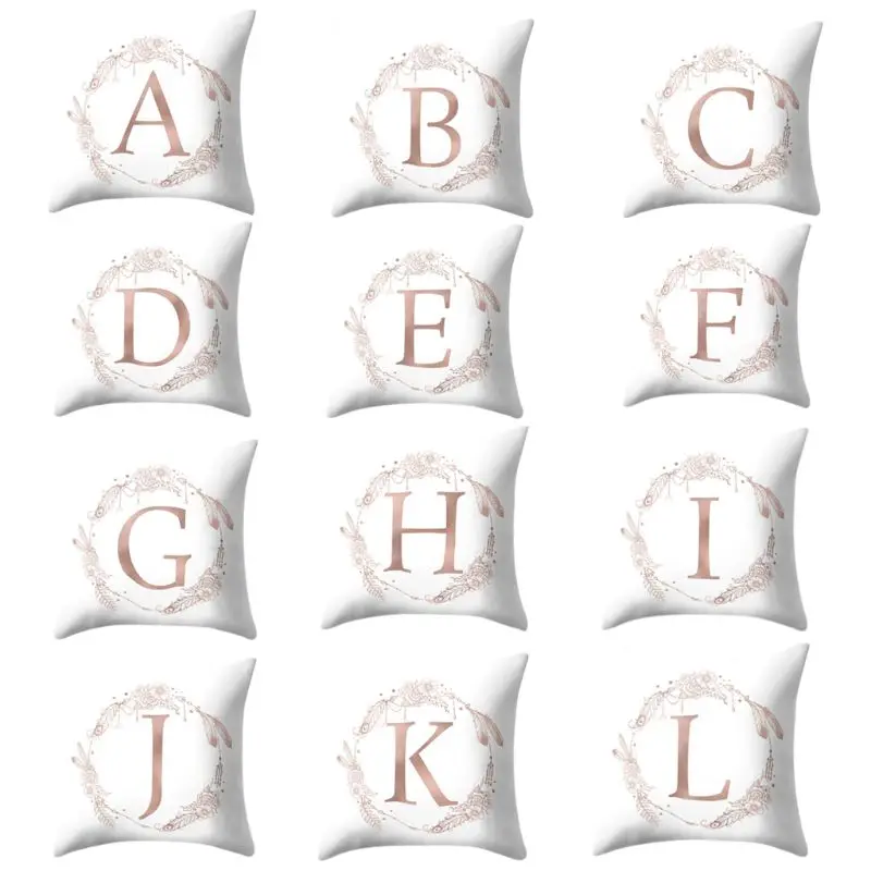 45x45cm Square Kids Bedroom Decorative Throw Pillow Case Rose Gold Alphabet Letter Wreath Feather Printed Cushion Cover
45x45cm Square Kids Bedroom Decorative Throw Pillow Case Rose Gold Alphabet Letter Wreath Feather Printed Cushion Cover
