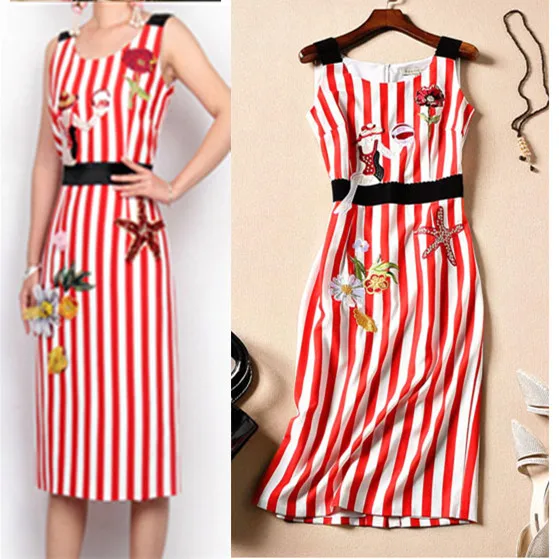 Brand Design Summer Women Dress Sleeveless Luxury Embroidey Vintage Red Strip Bohemian Knee-Length Party Dresses Vestidos NS406
Brand Design Summer Women Dress Sleeveless Luxury Embroidey Vintage Red Strip Bohemian Knee-Length Party Dresses Vestidos NS406
