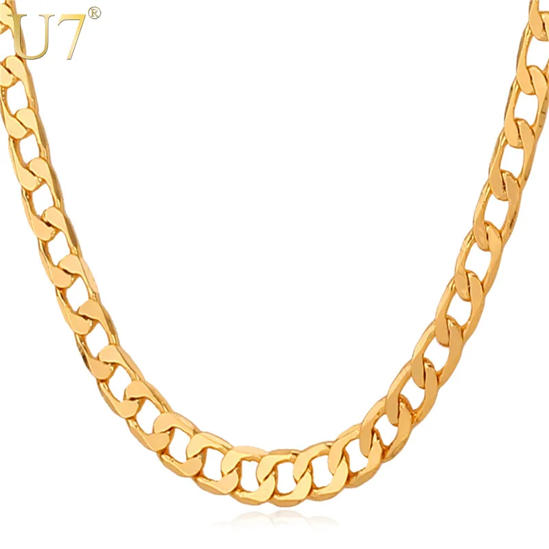 U7 Gold Color Necklaces For Men Jewelry 5MM Wholesale Trendy Fashion Link Chain Necklaces N311
U7 Gold Color Necklaces For Men Jewelry 5MM Wholesale Trendy Fashion Link Chain Necklaces N311