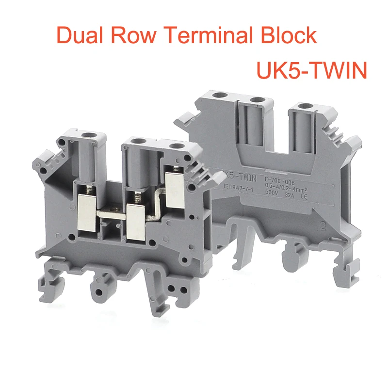 1/5Pcs Dual Row Din Rail Terminal Block UK5-TWIN Screw Type Wire Electrical Double Connector Morsettiera 32A 4mm2
1/5Pcs Dual Row Din Rail Terminal Block UK5-TWIN Screw Type Wire Electrical Double Connector Morsettiera 32A 4mm2