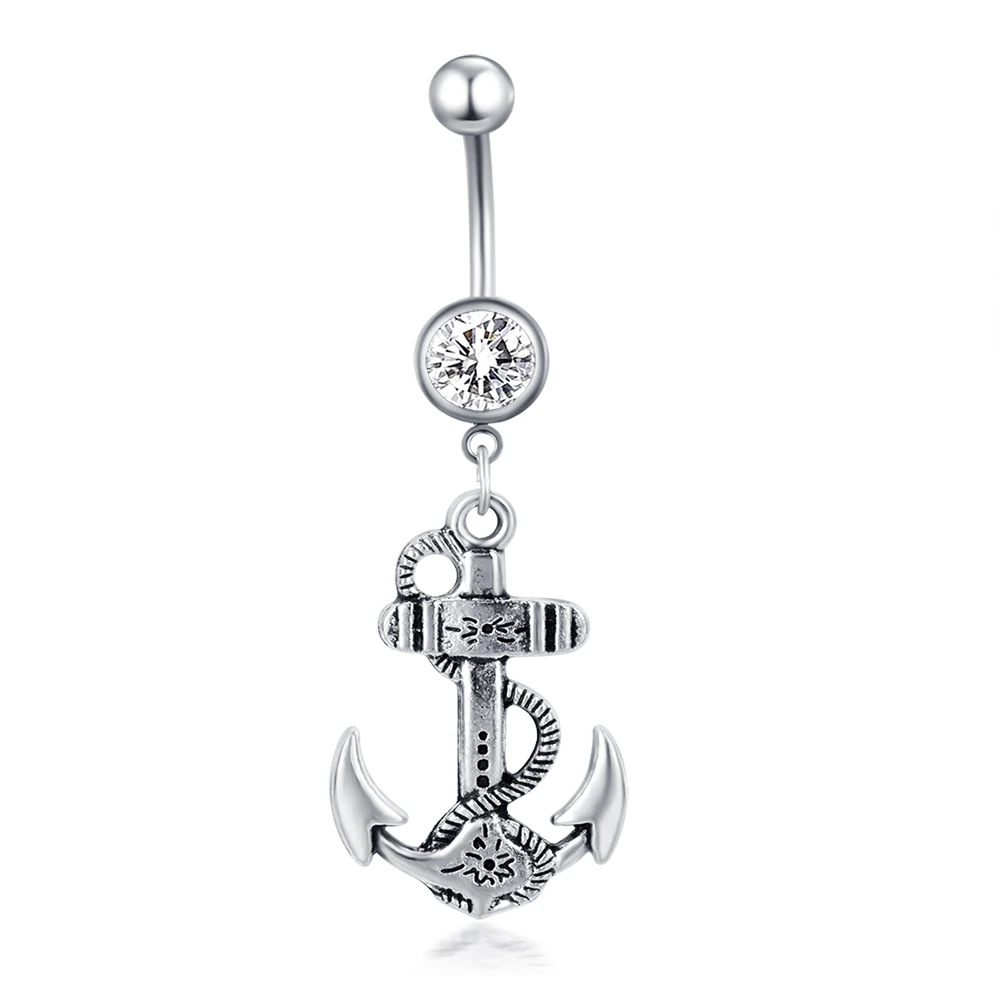 1pc Sexy Dangling Navel Belly Button Rings Piercing Crystal Surgical Steel 14g Woman Body Jewelry Barbell | Украшения и