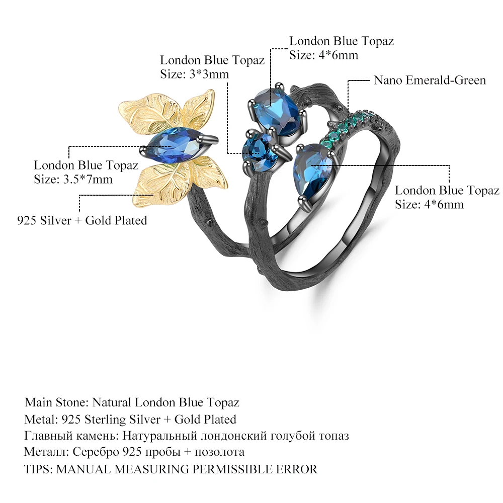 GEM'S BALLET 1.87Ct Natural London Blue Topaz Ring 925 Sterling Silver Handmade Butterfly Winding Branch Rings for Women Bijoux
GEM'S BALLET 1.87Ct Natural London Blue Topaz Ring 925 Sterling Silver Handmade Butterfly Winding Branch Rings for Women Bijoux