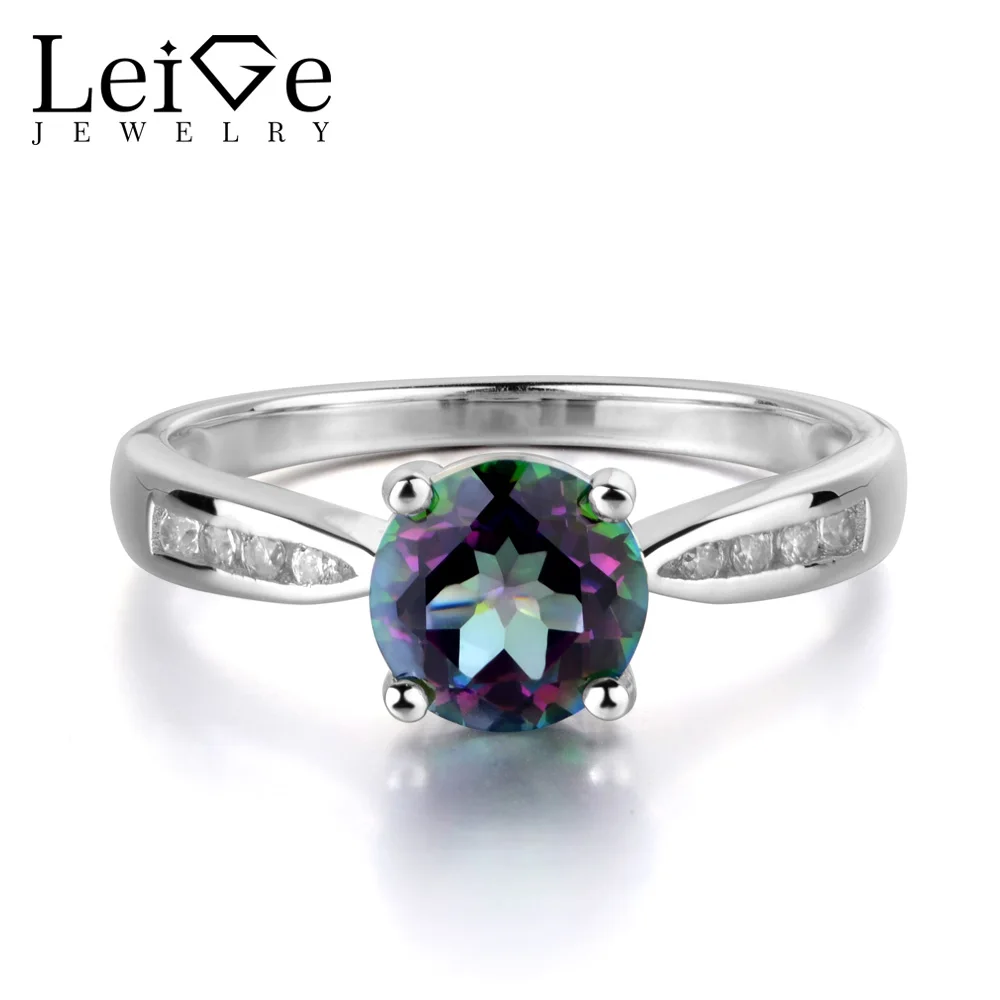 Leige Jewelry Round Cut Mystic Topaz Rings Women Sterling Silver 925 Engagement Rings Rainbow Topaz Jewelry Color Changing
Leige Jewelry Round Cut Mystic Topaz Rings Women Sterling Silver 925 Engagement Rings Rainbow Topaz Jewelry Color Changing