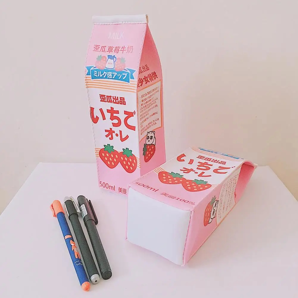 Creative PU Leather Pencil Case Strawberry Milk Box cute pencil case Kawaii Stationery School Supplies kids gift
Creative PU Leather Pencil Case Strawberry Milk Box cute pencil case Kawaii Stationery School Supplies kids gift