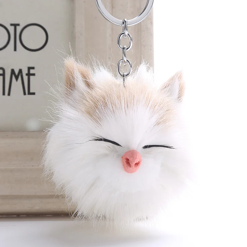 2018 брелки кошка искусственный кроличий мех мяч брелок porte clef de fourrure пушистая