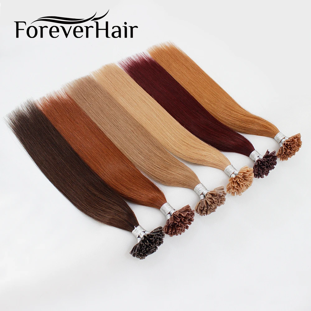 FOREVER HAIR 0 8 г/локон Remy кератиновые человеческие волосы для наращивания с u образной