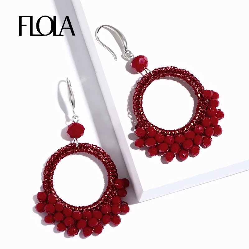 FLOLA New Ethnic Pandant Earrings with Crystal Beads Women Red Bohemian Dangle Drop Earring Retro Jewelry vrouw oorbellen ersm66
FLOLA New Ethnic Pandant Earrings with Crystal Beads Women Red Bohemian Dangle Drop Earring Retro Jewelry vrouw oorbellen ersm66