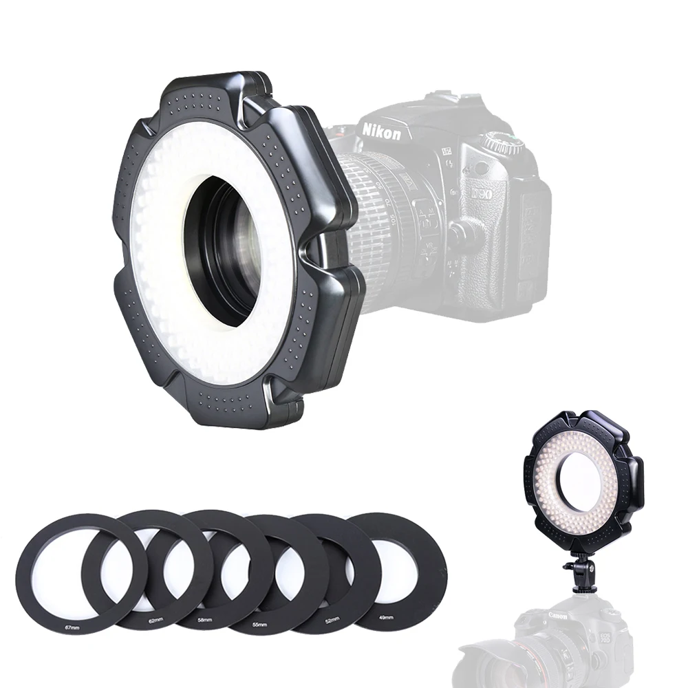 160 Macro Photo 10W LED Camera Video Ring Light Dimmable with Adapter Rings for Canon Nikon Sony Olympus Camera DSLR
160 Macro Photo 10W LED Camera Video Ring Light Dimmable with Adapter Rings for Canon Nikon Sony Olympus Camera DSLR