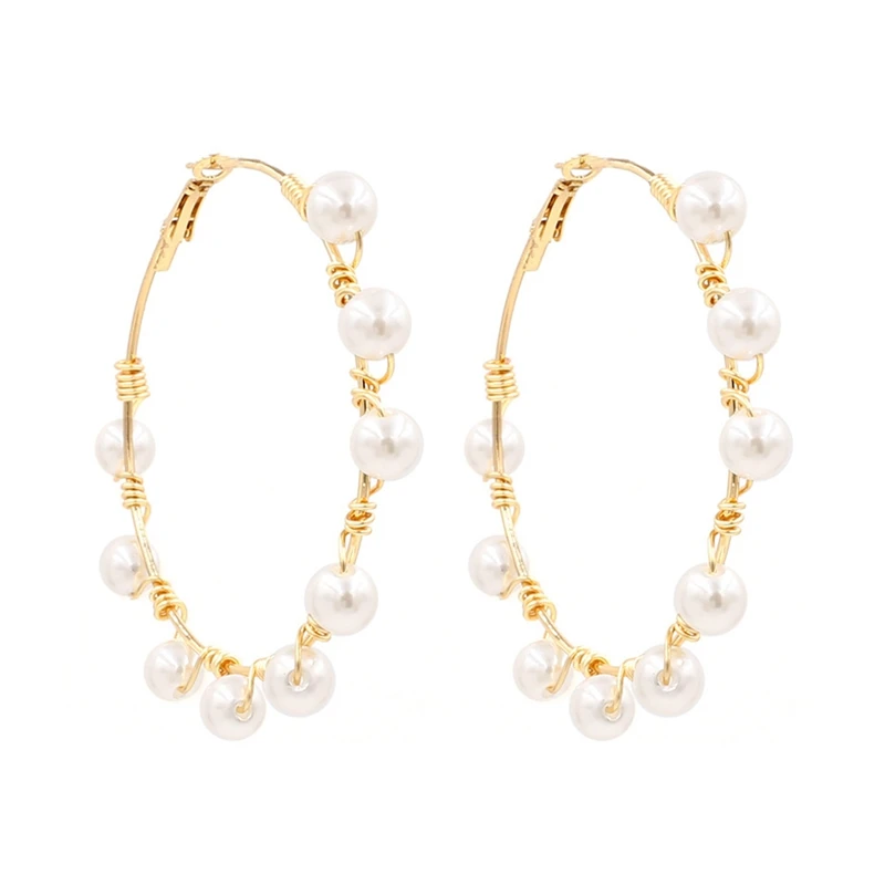 New Big Circle Round Drop Earrings For Women Simulated Pearl Earring Fashion Jewelry Bijoux Gifts Wholesale | Украшения и