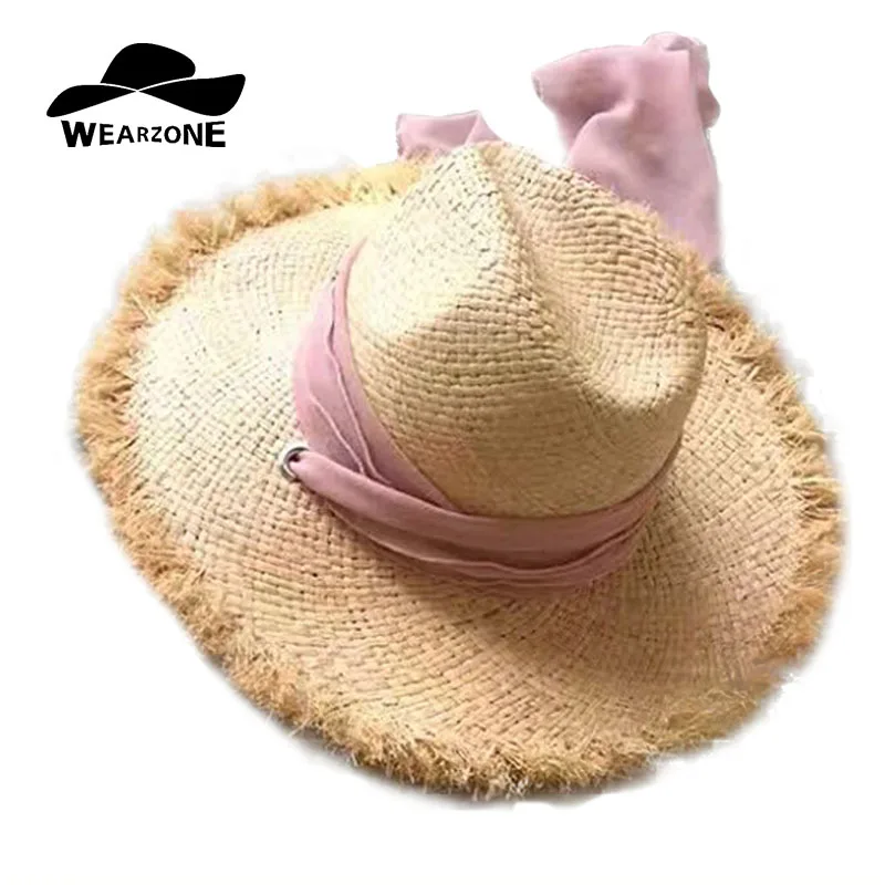WEARZONE Brand Women Natural Wide Brim Raffia Straw Hats Fringe Women Plain Large Beach Summer Sun Caps Big Straw Cap Scarf Cap
WEARZONE Brand Women Natural Wide Brim Raffia Straw Hats Fringe Women Plain Large Beach Summer Sun Caps Big Straw Cap Scarf Cap