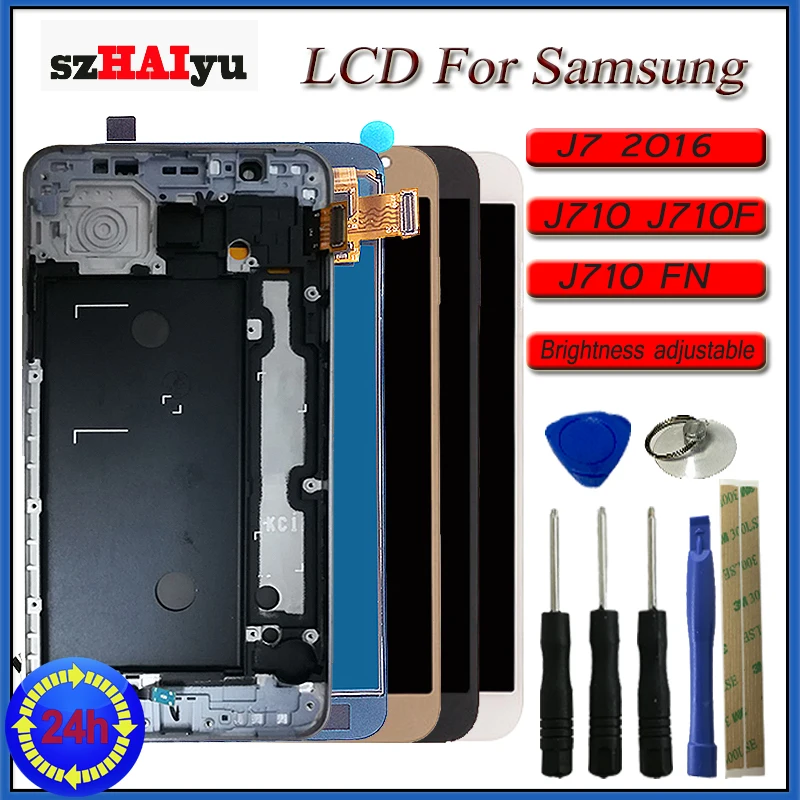 SzHAIyu Brihtness Регулируемый ЖК дисплей сенсорный экран для Samsung J7 2016 J710 J710FN J710F