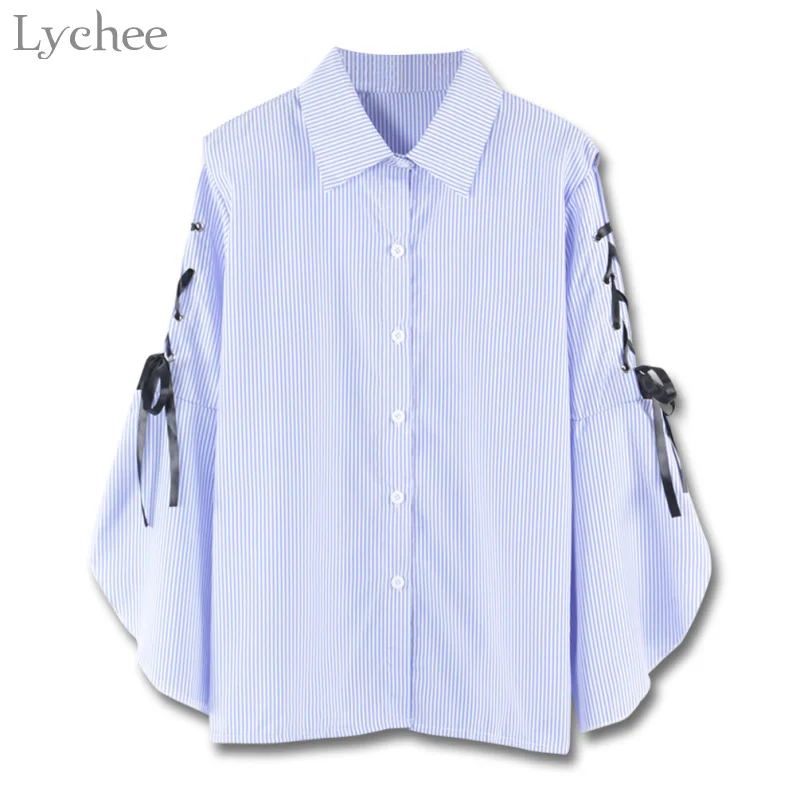 Lychee; Сезон весна-осень; Женская блузка на шнуровке; Сандалии с расклешенными рукавами, отложной воротник, повседневный стиль, свободные руба...
Lychee; Сезон весна-осень; Женская блузка на шнуровке; Сандалии с расклешенными рукавами, отложной воротник, повседневный стиль, свободные руба...