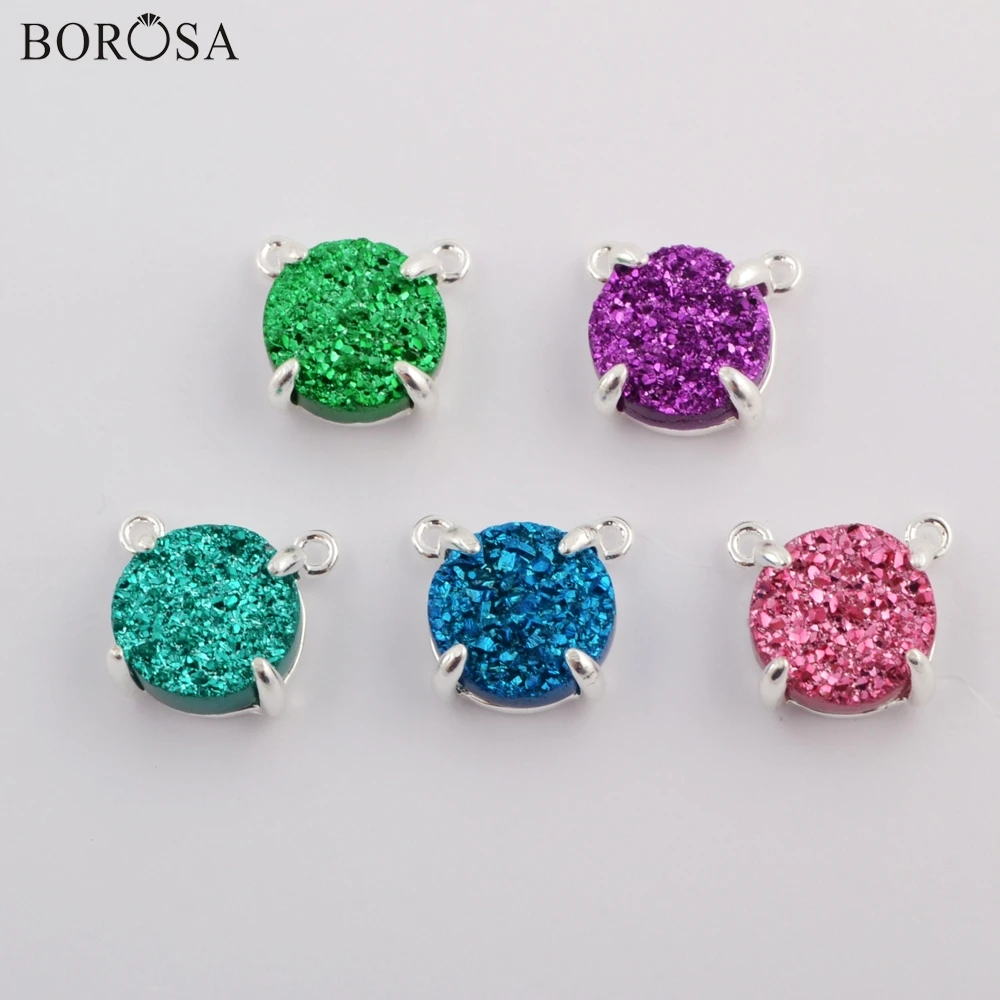 BOROSA Druzy Jewelry 10PCS Silver Color Claw 10mm Round Natural Agates Titanium Rainbow Druzy Connectors for Necklace ZS0413
BOROSA Druzy Jewelry 10PCS Silver Color Claw 10mm Round Natural Agates Titanium Rainbow Druzy Connectors for Necklace ZS0413