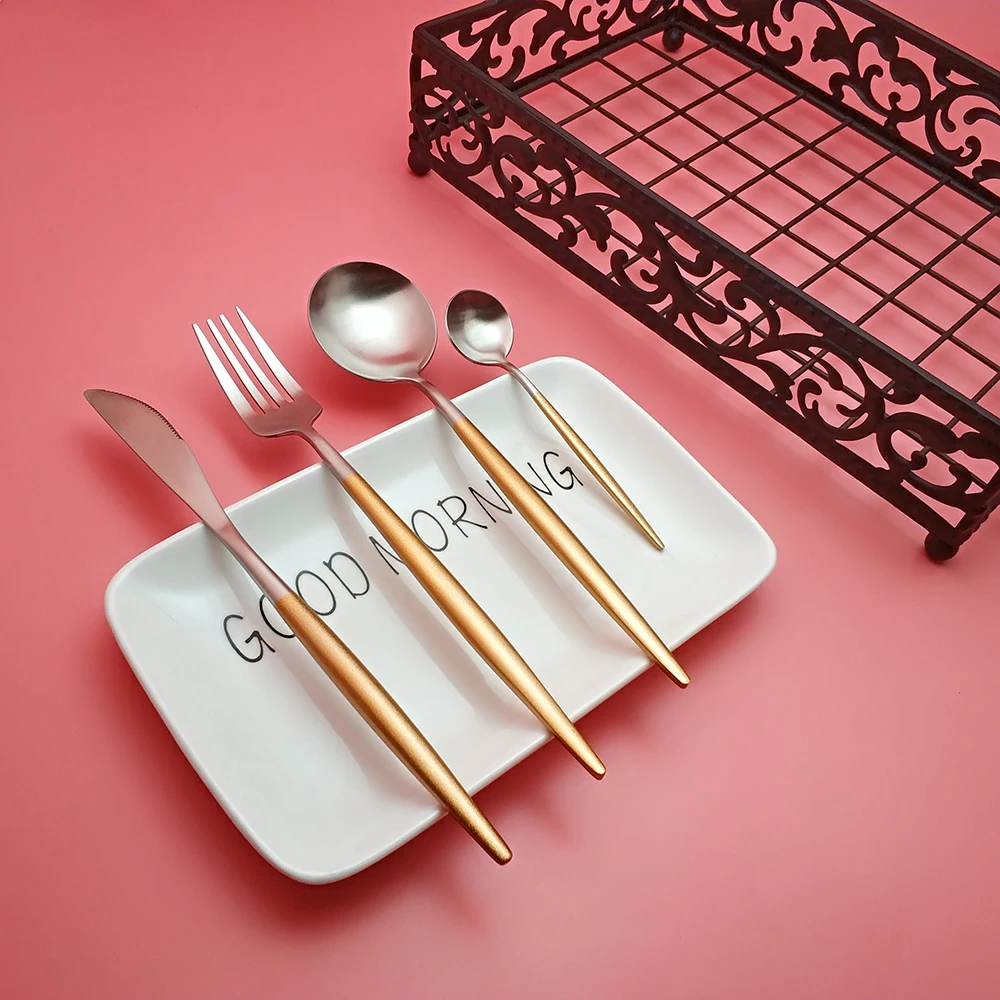 Best Hot Sale 4 Pcs/set gold silver color Dinnerware Set 304 Stainless Steel Western Cutlery Kitchen Food Tableware Dinner Set
Best Hot Sale 4 Pcs/set gold silver color Dinnerware Set 304 Stainless Steel Western Cutlery Kitchen Food Tableware Dinner Set