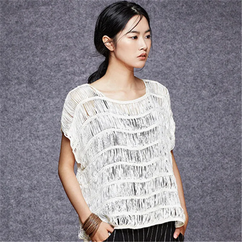 100% hand made pure cotton Oneck knit women fashion hollow out tassel solid short sleeve pullover sweater customized
100% hand made pure cotton Oneck knit women fashion hollow out tassel solid short sleeve pullover sweater customized