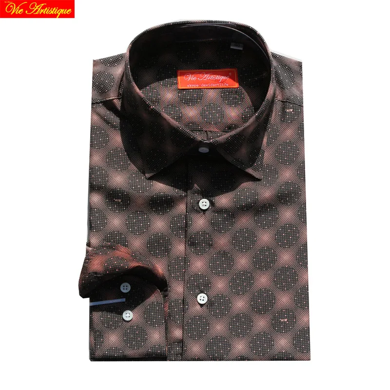 coffee polka dot silk crepe men's long sleeve shirt male fashion slim fit dress shirts big sizes high quality 6789XL 2018 summer
coffee polka dot silk crepe men's long sleeve shirt male fashion slim fit dress shirts big sizes high quality 6789XL 2018 summer