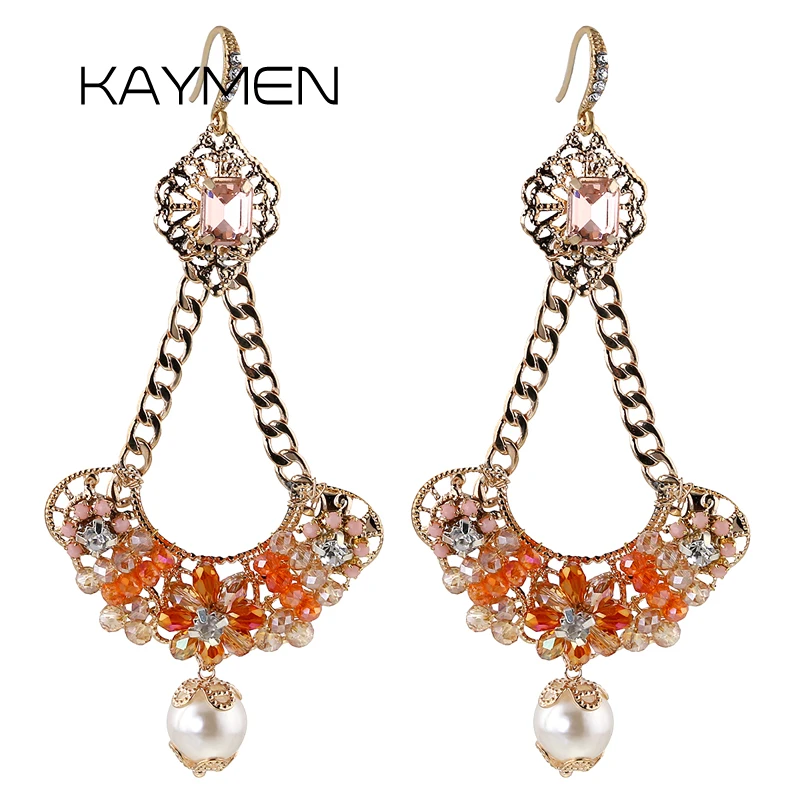 KAYMEN 2018 New Arrival Crystal Earrings Golden Plated Inlaid Glass Stone and Handmade Flowers Drop Dangle Earrings For Girl
KAYMEN 2018 New Arrival Crystal Earrings Golden Plated Inlaid Glass Stone and Handmade Flowers Drop Dangle Earrings For Girl