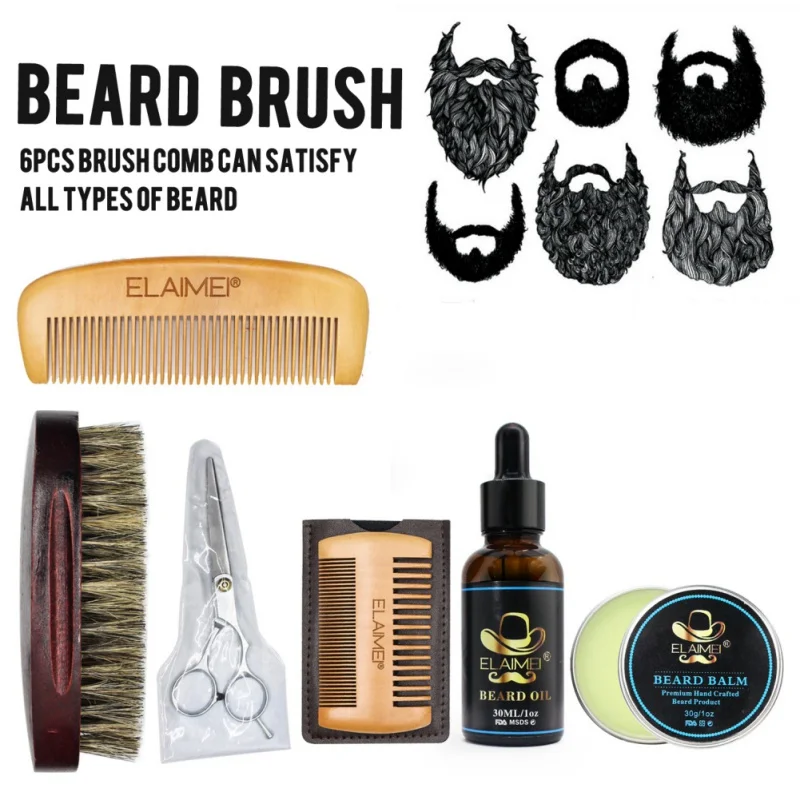 Beard Care Suit Beard Comb Pig Bristle Brush Scissors Beard Cream 6 Pcs Hair Brush R1
Beard Care Suit Beard Comb Pig Bristle Brush Scissors Beard Cream 6 Pcs Hair Brush R1