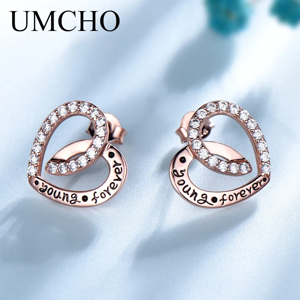 UMCHO 925 Sterling Silver Earrings Stud Earrings Rose Gold Color Love Heart Cubic Zircon Wedding Jewelry Fashion Party Gift New
UMCHO 925 Sterling Silver Earrings Stud Earrings Rose Gold Color Love Heart Cubic Zircon Wedding Jewelry Fashion Party Gift New