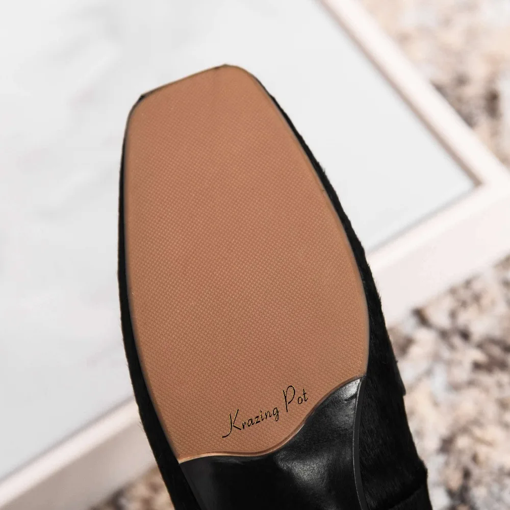 Krazing Pot luxury horsehair genuine leather low heels popular sexy leopard classic square toe slip on metal chain pumps L40
Krazing Pot luxury horsehair genuine leather low heels popular sexy leopard classic square toe slip on metal chain pumps L40