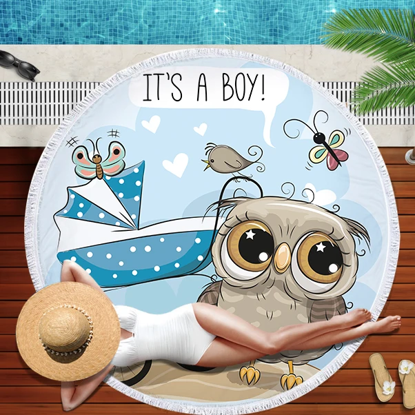 Cartoon Owl Unicorn Pattern Round Beach Towel 150*150 Microfiber Fringe Living Room Wall Hanging Tapestry Plush Yoga Mat
Cartoon Owl Unicorn Pattern Round Beach Towel 150*150 Microfiber Fringe Living Room Wall Hanging Tapestry Plush Yoga Mat