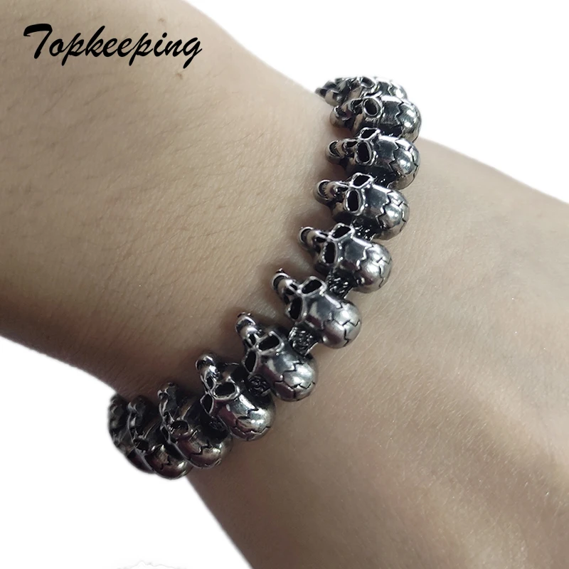 Topkeeping Punk Long Skull Bracelets For Men Stainless Steel Shiny Skull Charm Link Chain Bracelets Male Gothic Jewelry 2019
Topkeeping Punk Long Skull Bracelets For Men Stainless Steel Shiny Skull Charm Link Chain Bracelets Male Gothic Jewelry 2019