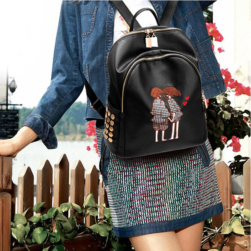 Новый модный рюкзак с вышивкой из мультфильма женская школьная сумка через плечо