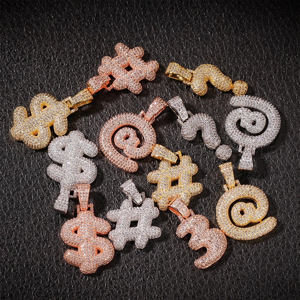 Bling Mini Ice Out клавиатура с символами доллар США подвески ожерелья микро проложенные