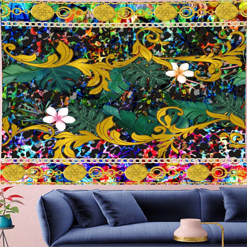Psychedelic gold flower Mandala Tapestry Vintage chain leopard Pattern Retro Wall Hanging Bohemian Home Decor Art Wall carpets
Psychedelic gold flower Mandala Tapestry Vintage chain leopard Pattern Retro Wall Hanging Bohemian Home Decor Art Wall carpets