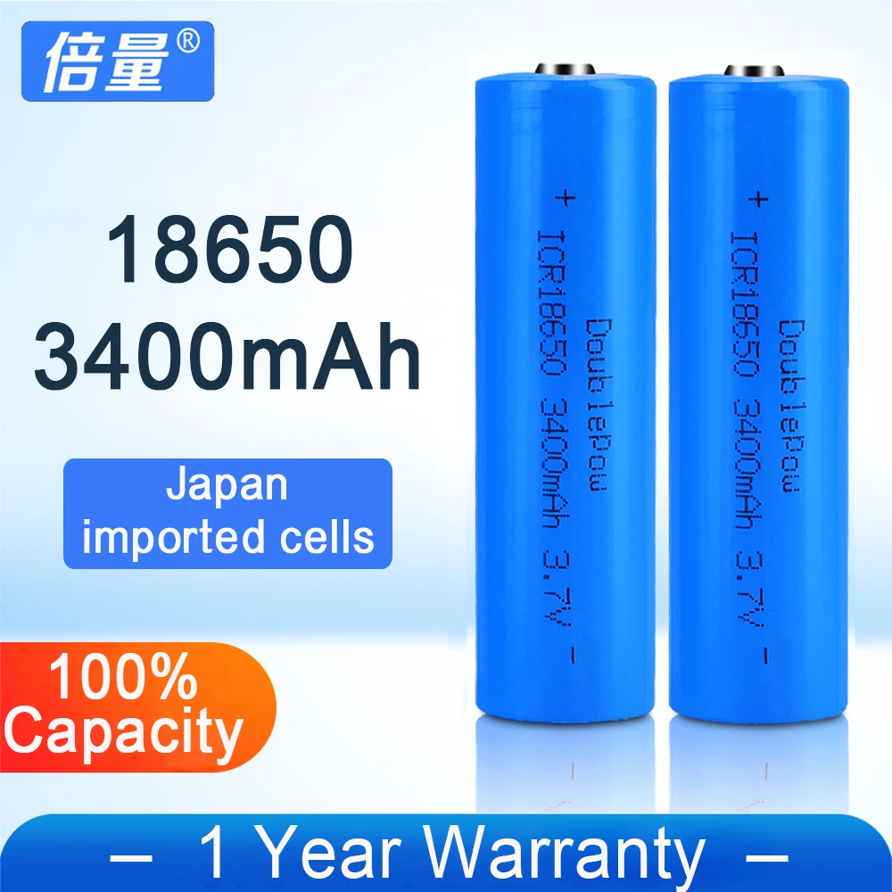 Doublepow 18650 3400mAh Rechargeable Battery For Flashlight Loudspeaker Radio Fan etc High Quality Lithium ion Batteries
Doublepow 18650 3400mAh Rechargeable Battery For Flashlight Loudspeaker Radio Fan etc High Quality Lithium ion Batteries