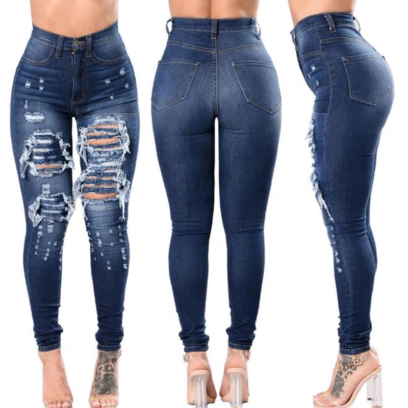 Weweya Woman Embroidery Jeans Skinny Vintage Ripped Elastic Push Up Pencil Plus Size 3XL Denim Trousers Mujer | Женская одежда