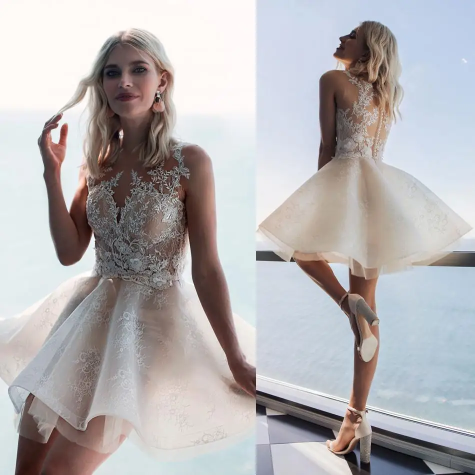 2019 Bohemian Wedding Dresses Jewel Sleeveless Lace Appliques Short Bridal Gowns Wedding Dress Robe De Mariee
2019 Bohemian Wedding Dresses Jewel Sleeveless Lace Appliques Short Bridal Gowns Wedding Dress Robe De Mariee