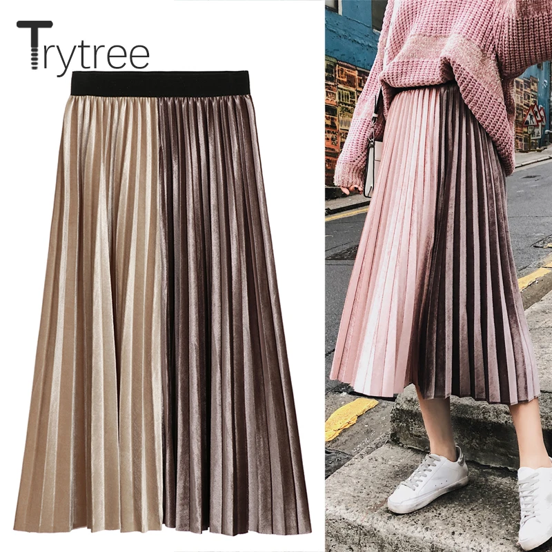 Trytree Summer Autumn Pleated Skirt Womens Corduroy High Waist Skirt Shining Corduroy Long Skirts New Fashion Skirt Female
Trytree Summer Autumn Pleated Skirt Womens Corduroy High Waist Skirt Shining Corduroy Long Skirts New Fashion Skirt Female