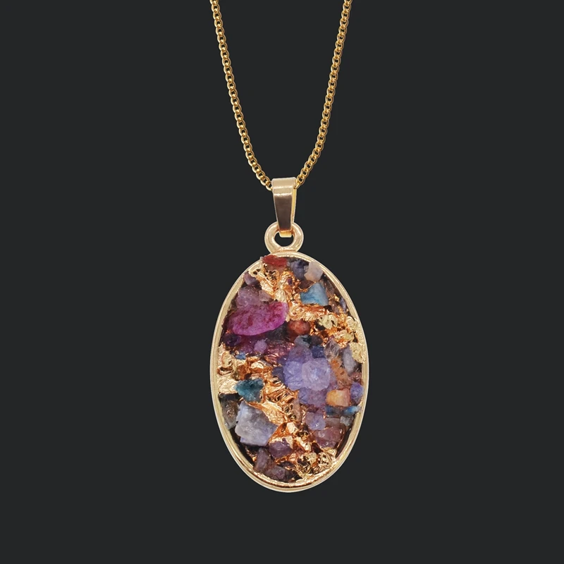 Natural Crystal Gravel Gold Border 45 + 5cm Long Chain 47x22mm Big Men Women Necklace Pendant Fashion Jewelry Lol
Natural Crystal Gravel Gold Border 45 + 5cm Long Chain 47x22mm Big Men Women Necklace Pendant Fashion Jewelry Lol