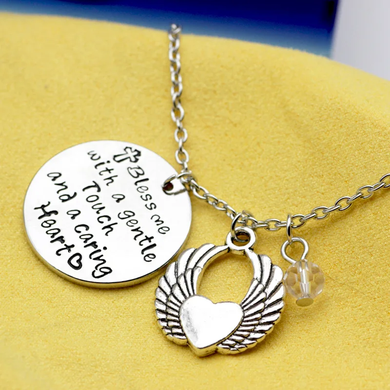 10PCS Charm Necklace Bless me with a gentle Touch and a caring Heart Lettering Blessing Pendant Necklace Jewelry Charm
10PCS Charm Necklace Bless me with a gentle Touch and a caring Heart Lettering Blessing Pendant Necklace Jewelry Charm