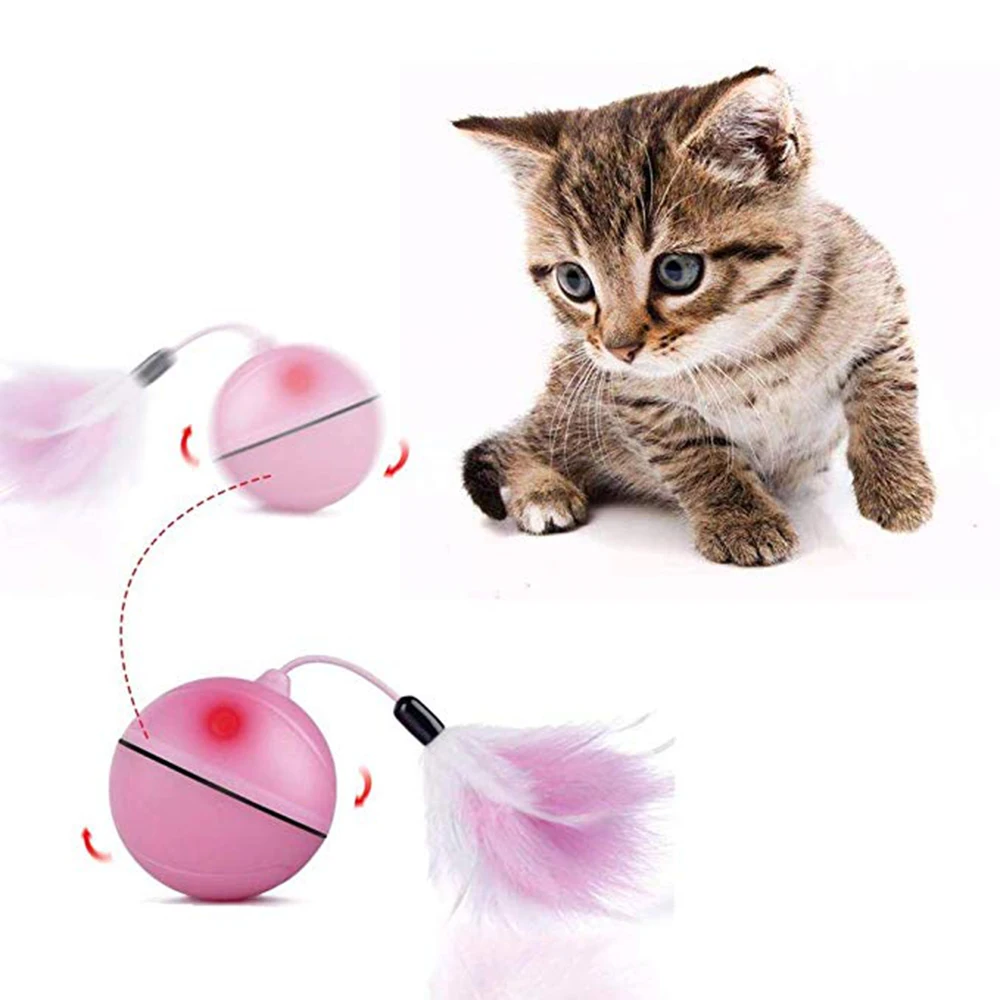 

Электронный вращающийся мяч для домашних животных, с зарядкой от USB, светодиодная подсветка, игрушка для кошек, забавная интерактивная игру...