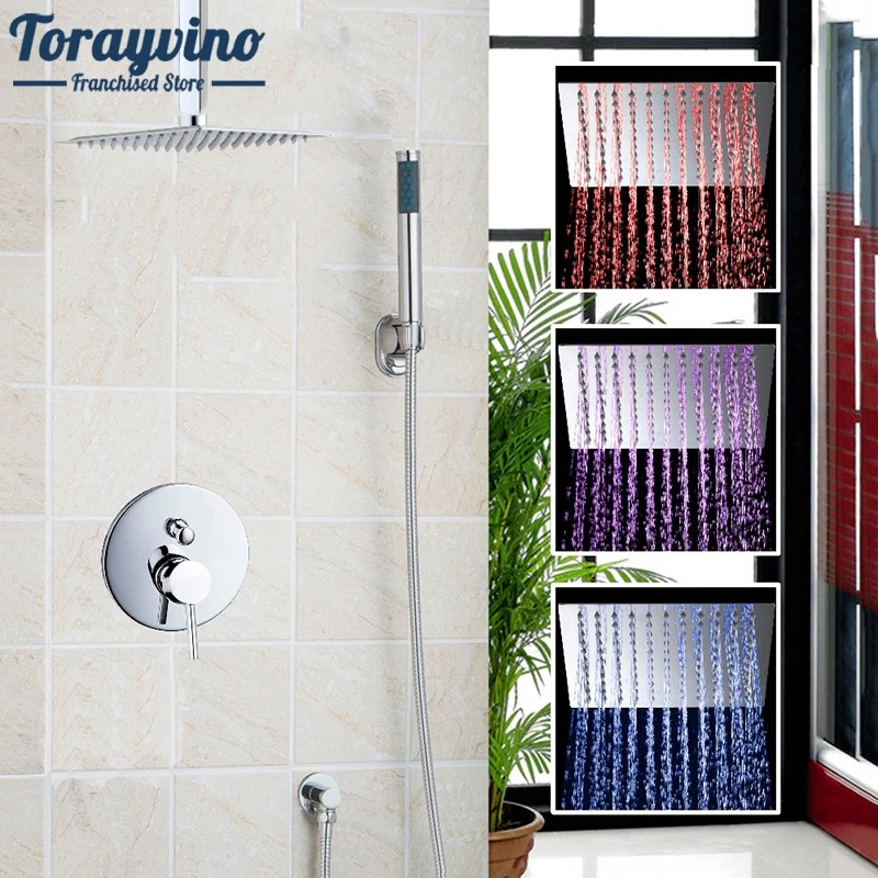 

8" 12" 16" Bathroom Luxury Rain Mixer Shower Combo Set Rainfall Shower Head System Polished Chrome Bath & Shower Faucet