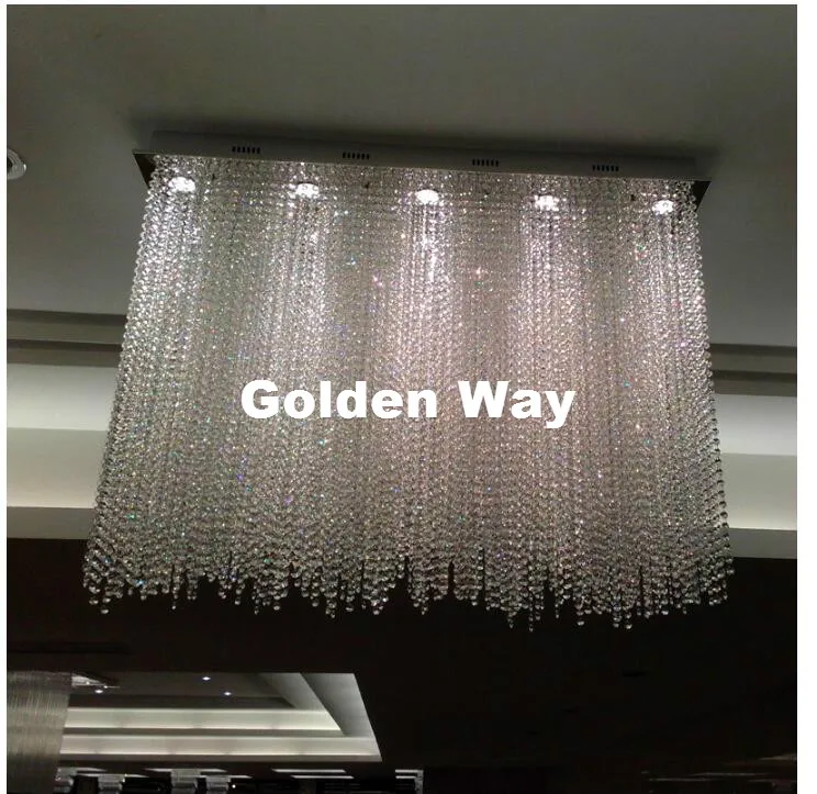 

Modern European L80cm W30cm GU10 AC Crystal Pendant Modern Living Room Kroonluchter Lamparas De Cristal LED Pendant Lighting