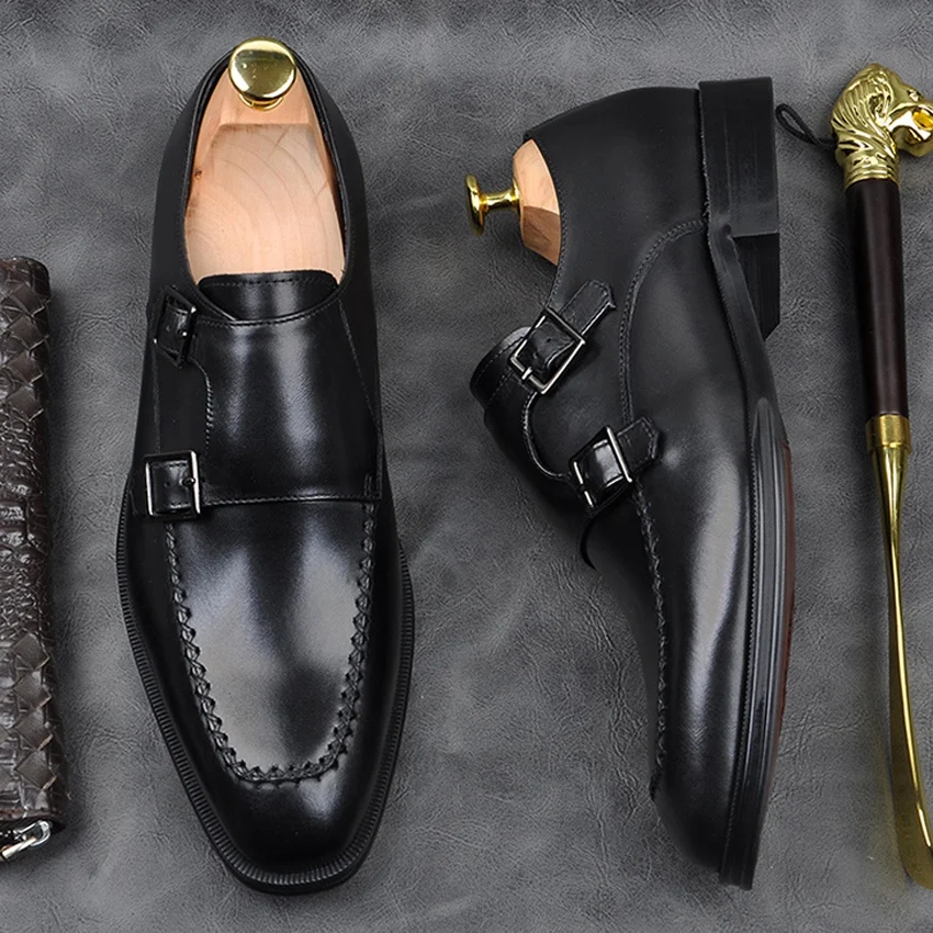 Vintage Designer Genuine Leather Formal Dress Party Men's Monk Straps Shoes Round Toe Buckles Wedding Office Flats AM153
Vintage Designer Genuine Leather Formal Dress Party Men's Monk Straps Shoes Round Toe Buckles Wedding Office Flats AM153