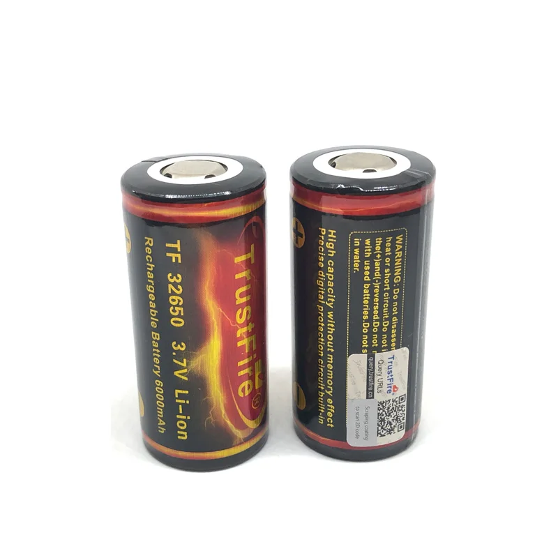 

2pcs/lot TrustFire 32650 Rechargeable Lithium Battery Large Capacity 6000mAh 3.7V Li-ion Batteries Cell with PCB Protected Board