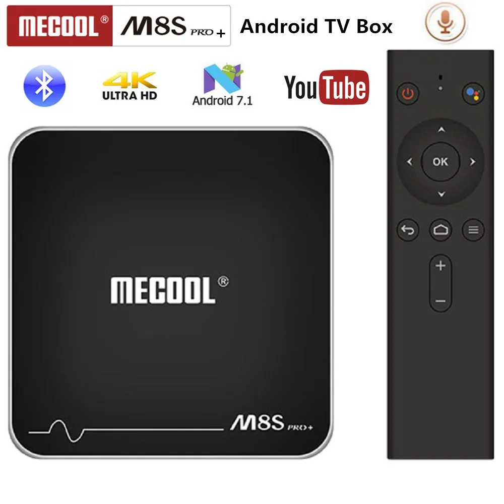 ТВ приставка MECOOL M8S PRO + Android TV OS 4K голосовое дистанционное управление Amlogic S905W 7 1 2 Гб