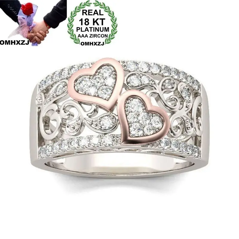 OMHXZJ Wholesale European Fashion Woman Girl Party Wedding Gift Heart Hollow AAA Zircon 18KT White Gold Rose Gold Ring RR610
OMHXZJ Wholesale European Fashion Woman Girl Party Wedding Gift Heart Hollow AAA Zircon 18KT White Gold Rose Gold Ring RR610