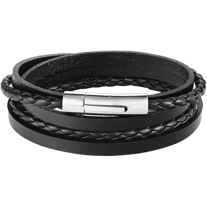 6 Layers Genuine Leather Bracelet Jewelry Bangle Black / Coffee Wrap Weave Charm Men Bracelet Women Stainless Steel Magnet
6 Layers Genuine Leather Bracelet Jewelry Bangle Black / Coffee Wrap Weave Charm Men Bracelet Women Stainless Steel Magnet