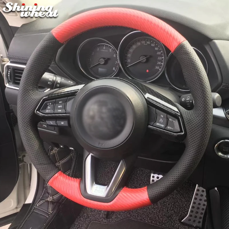 Hand Sew Black Leather Red PU Carbon Fiber Steering Wheel Cover for Mazda 3 CX-5 2017 Mazda CX-9 2016 2017
Hand Sew Black Leather Red PU Carbon Fiber Steering Wheel Cover for Mazda 3 CX-5 2017 Mazda CX-9 2016 2017