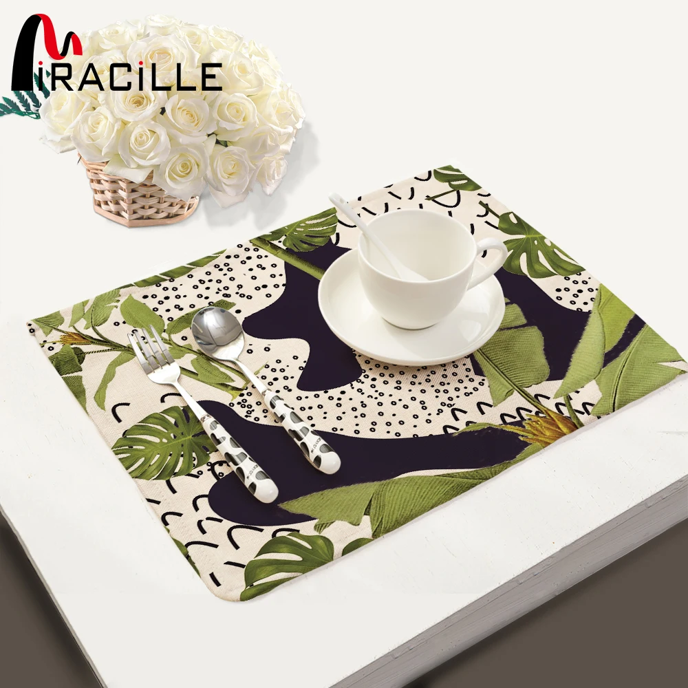 Miracille Tropical Trees Placemat Cotton Linen Plants Drawing Table Mat Dishware Coasters For Dinner Accessories Cup Wine Mats
Miracille Tropical Trees Placemat Cotton Linen Plants Drawing Table Mat Dishware Coasters For Dinner Accessories Cup Wine Mats